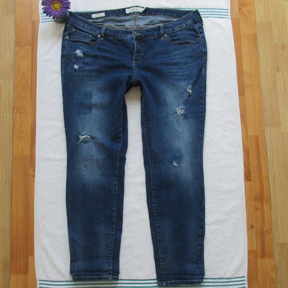 🌸SOLD🌸 TORRID Jeans Size 20 Distressed Skinny Blue Denim - Picture 2 of 11